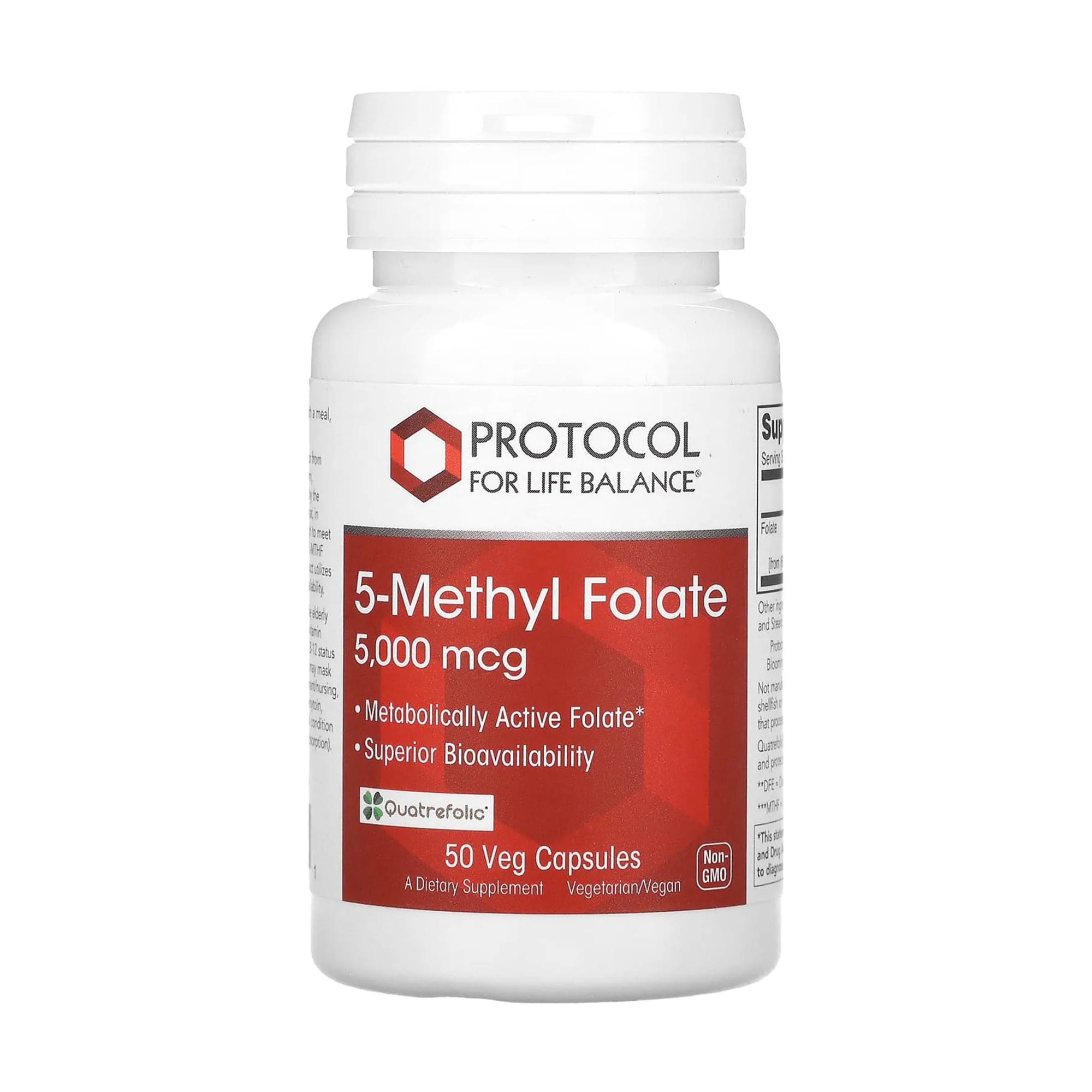 5-метил-фолат Protocol For Life Balance 5-Methyl Folate, 5000 мкг, 50 вегетеріанських капсул