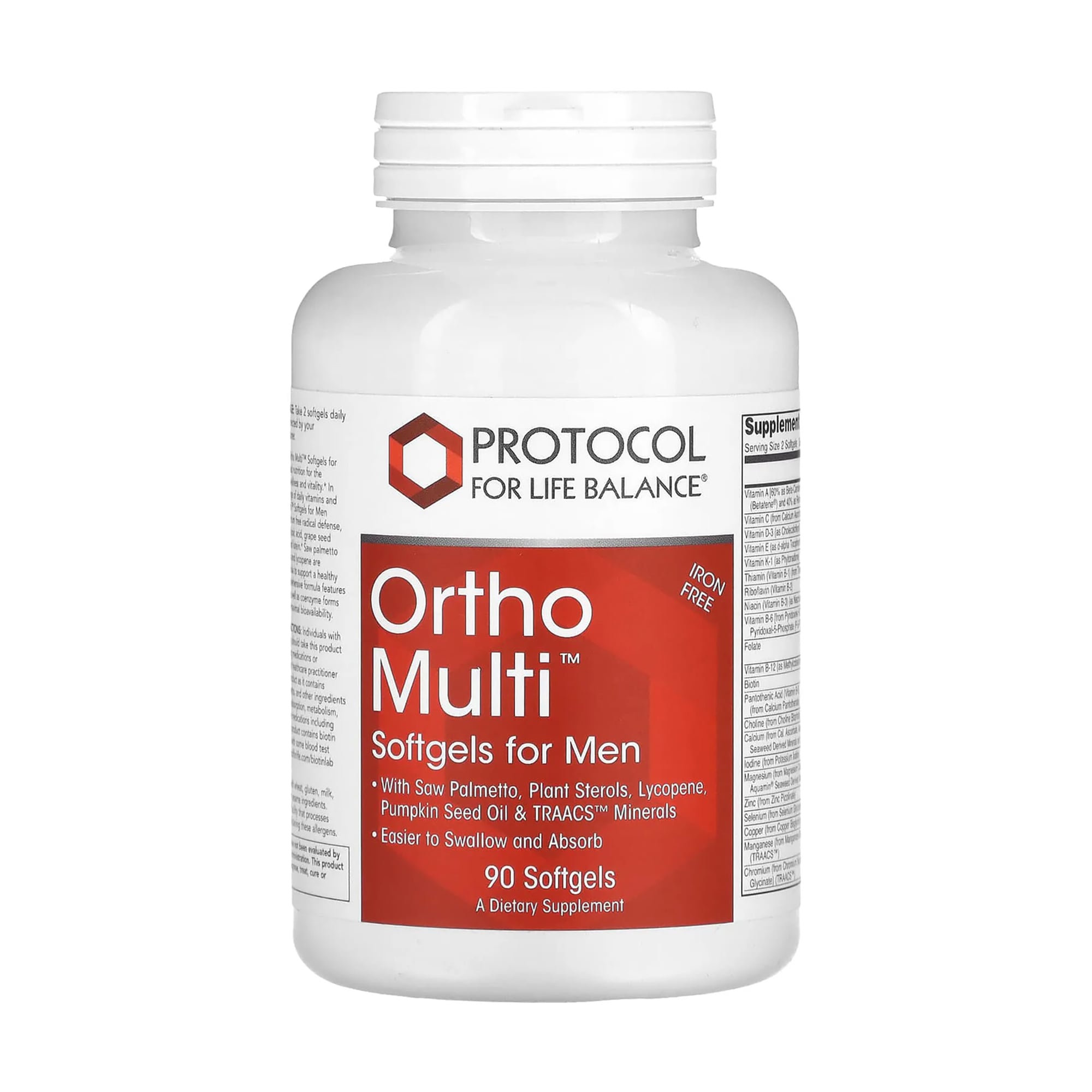 Чоловічі мультивітаміни Protocol For Life Balance Ortho Multi For Men, 90 гелевих капсул